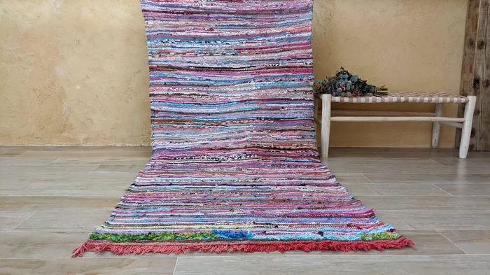 Vintage Boucherouite Rug – 235 x 105 cm || 7.71 x 3.44 feet
