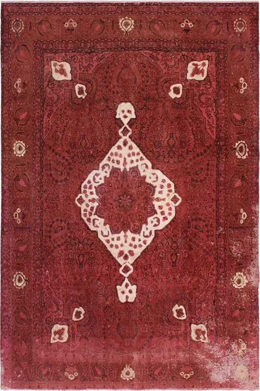 Vintage Distressed Persian Jim Red/Brown Wool Rug – 8’3” x 11’7”