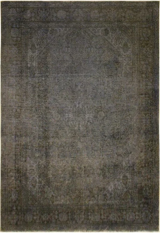 Vintage Distressed Persian Lisandra Blue/Brown Wool Rug – 6’5” x 9’6”
