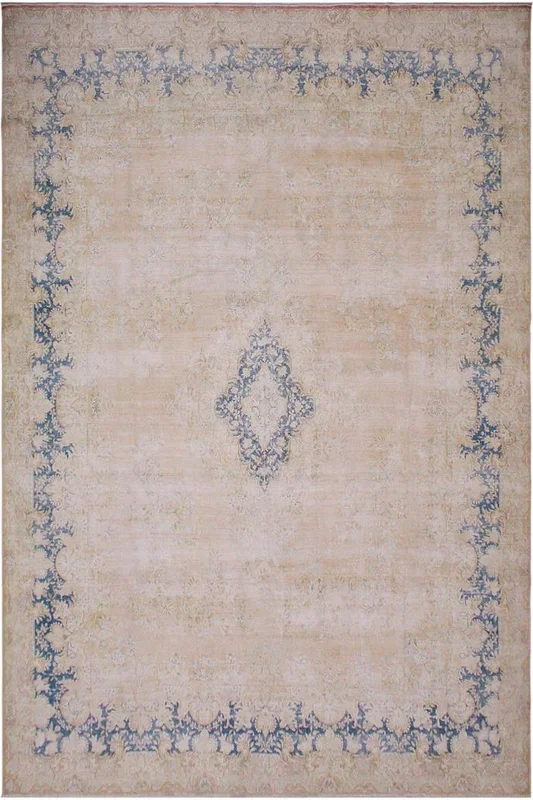 Vintage Distressed Persian Strong Brown/Blue Wool Rug – 10’1” x 12’9”