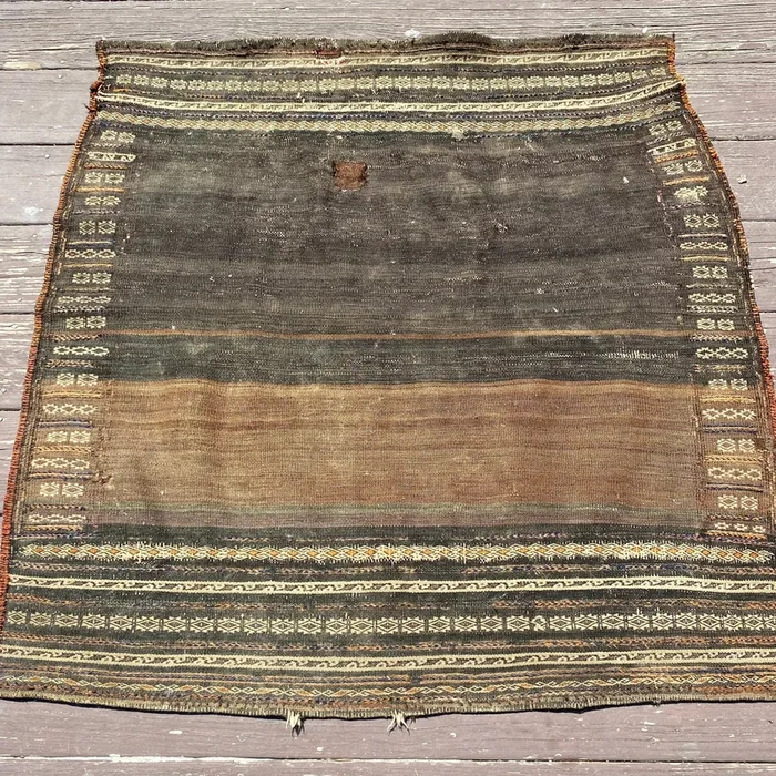 Vintage Flatweave, 3′ 4 x 3′ 3 Brown
