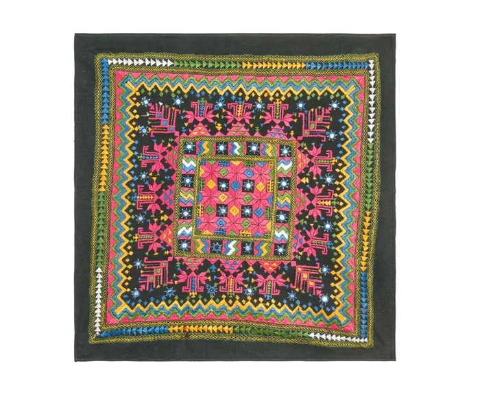Vintage Indian Phulkari Embroidery 2’2″ x 2’2″