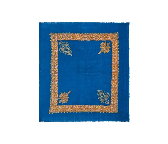Vintage Kashmiri embroidered shawl 4′ x 3’8″