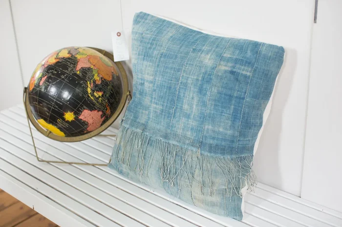 Vintage Light Blue Indigo Pillow