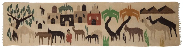 Vintage Moroccan Pictorial Kilim 7’7″ x 2′