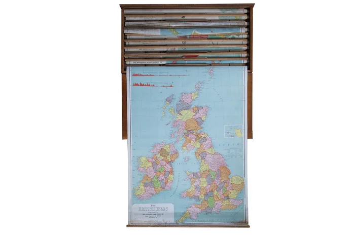 Vintage Pull Down Map British Isles