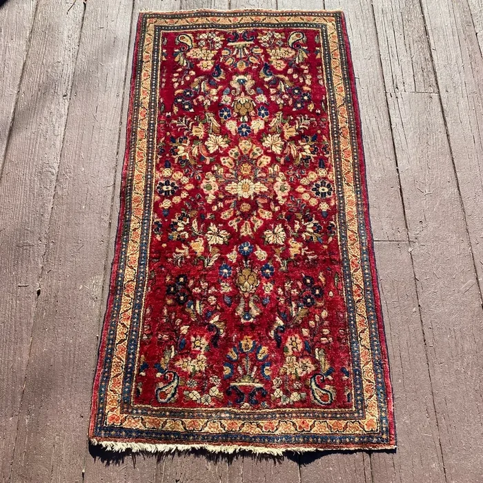 Vintage Rug, 2′ 1 x 4′ 1 Dark Pink