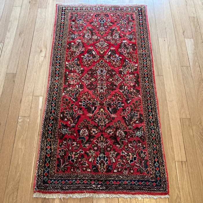 Vintage Rug, 2′ 1 x 4′ 2 Red
