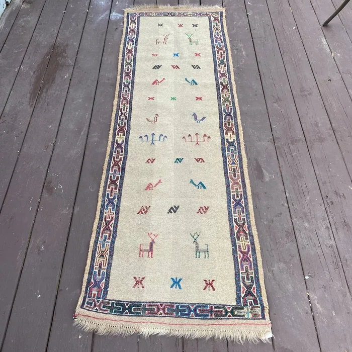 Vintage Rug, 2′ 1 x 6′ 6 Tan