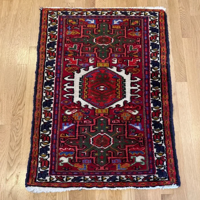 Vintage Rug, 2′ 3 x 3′ 1 Red