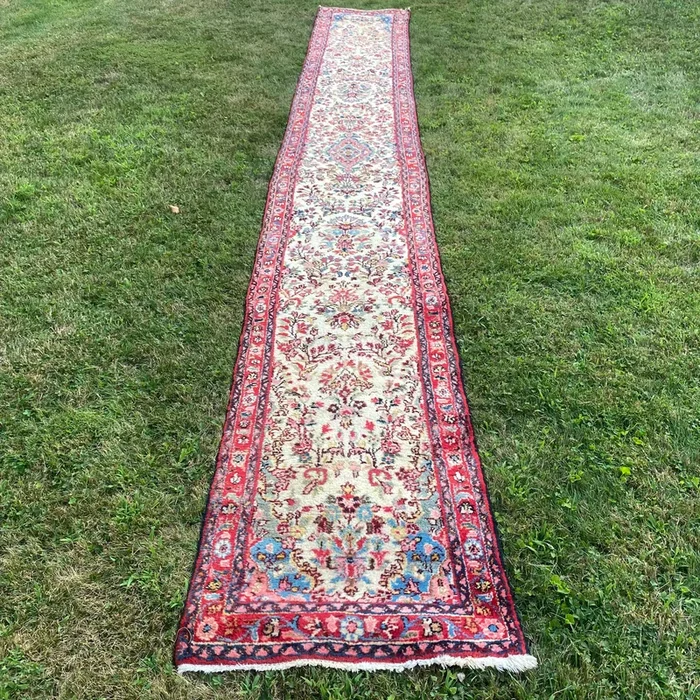 Vintage Rug, 2′ 4 x 16′ 11 White