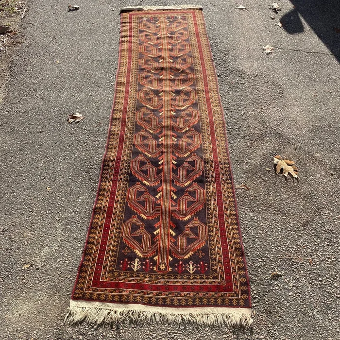 Vintage Rug, 2′ 5 x 9′ 3 Dark Blue