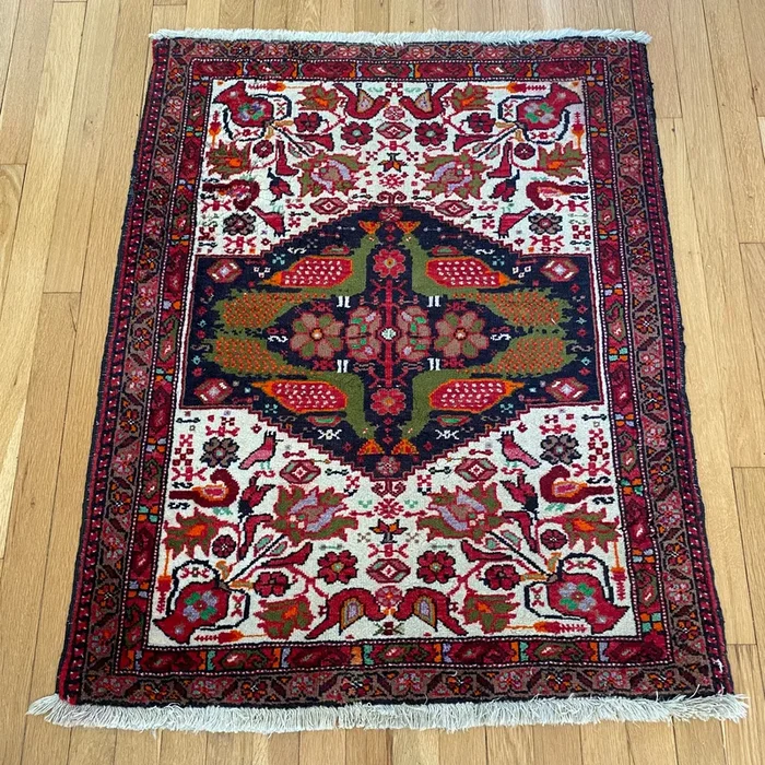 Vintage Rug, 2′ 9 x 3′ 6 White