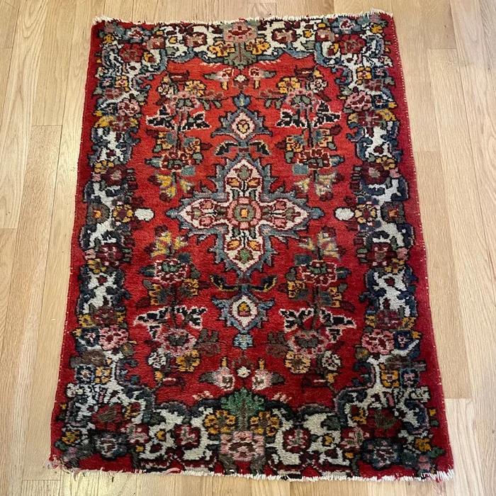 Vintage Rug, 2′ x 2′ 10 Red