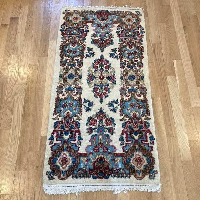 Vintage Rug, 2′ x 4′ 2 White