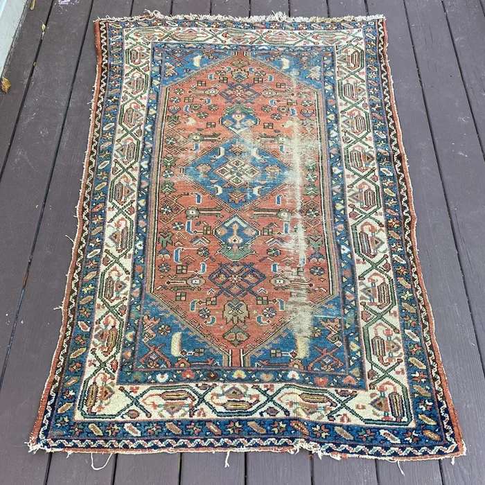 Vintage Rug, 3′ 4 x 4′ 10 Brown