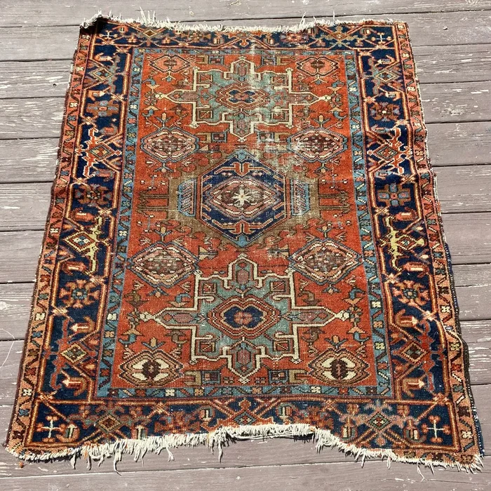 Vintage Rug, 3′ 4 x 4′ 2 Orange