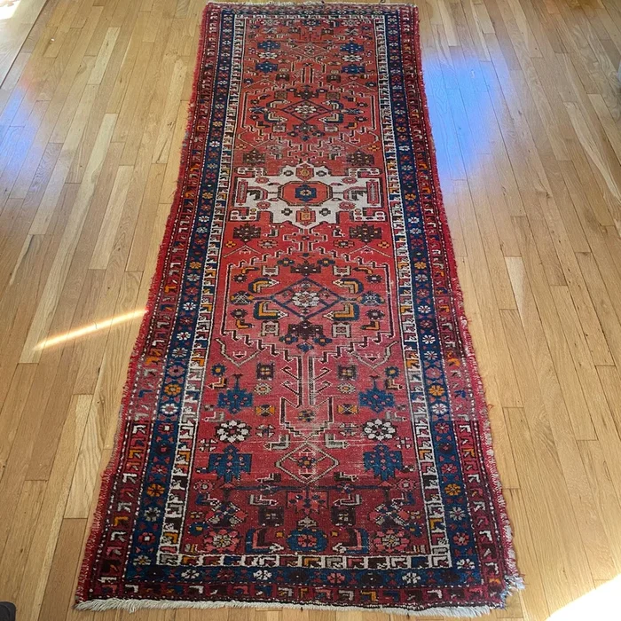 Vintage Rug, 3′ 4 x 9′ 2 Red