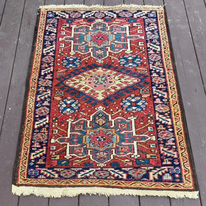 Vintage Rug, 3′ x 4′ 1 Red