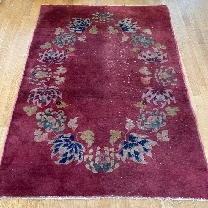 Vintage Rug, 4′ 1 x 5′ 9 Pink