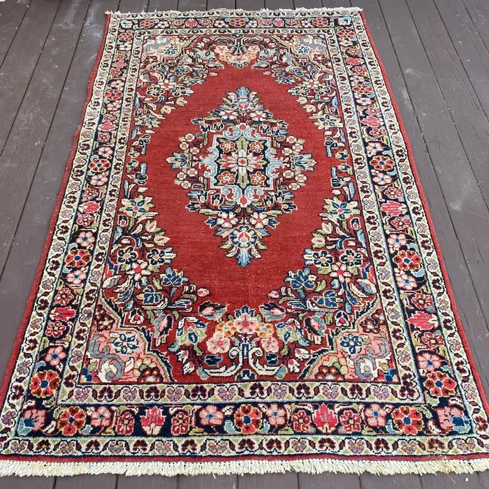 Vintage Rug, 4′ 2 x 7′ Red