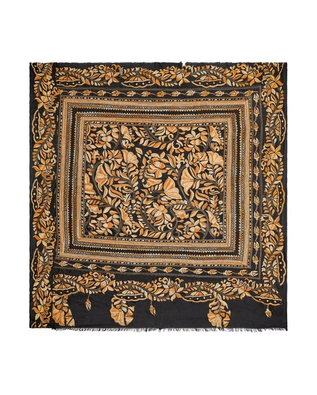 Vintage South ASIAN Needle Embroidery Textile 3’7″ x 3’5″