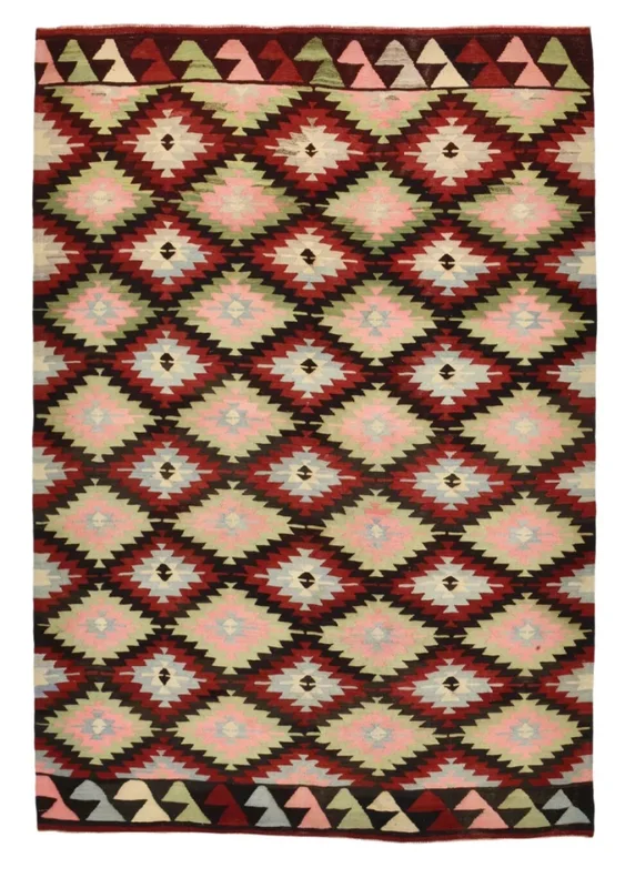 Vintage Turkish Kilim Anatolian Klim Rug 6’8″ x 9’7″ ft