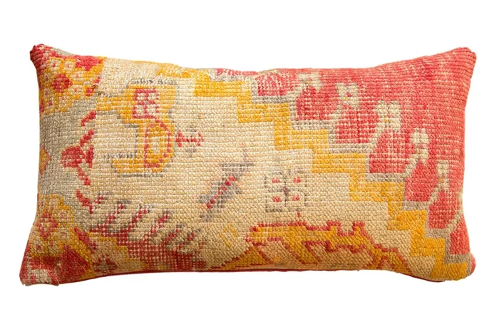 Vintage Turkish Rug Fragment Lumbar Pillow