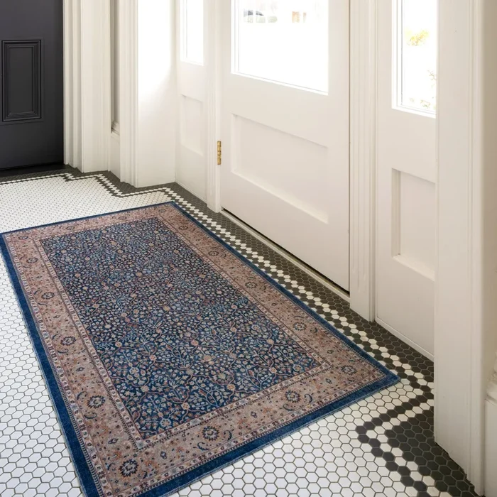 Washable Blue Persian Style Mat – Leela