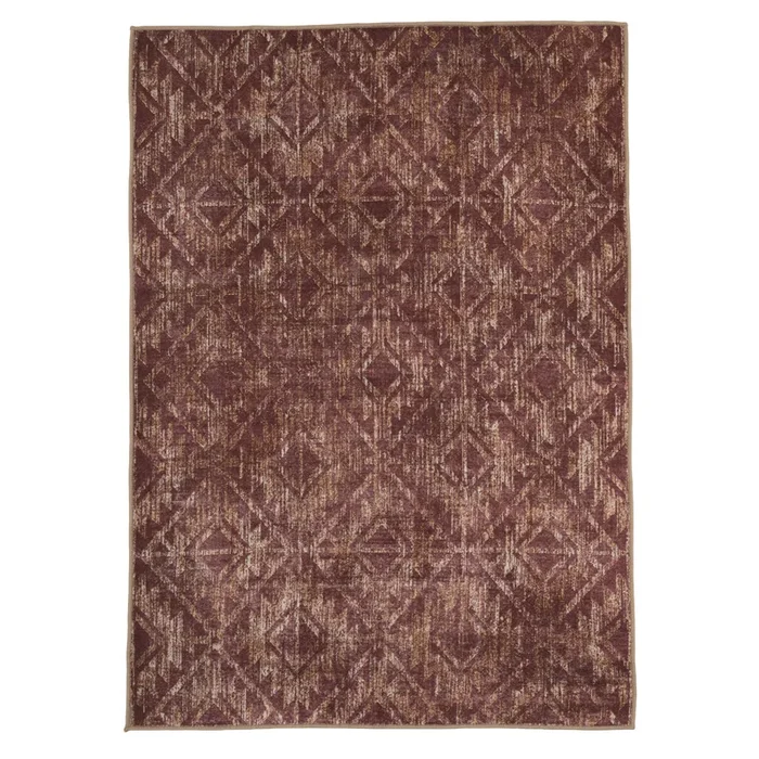Washable Burgundy Diamond Rug – Avril