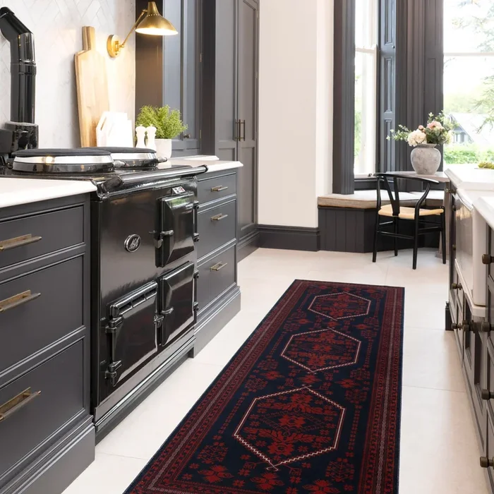 Washable Red Navy Persian Style Runner – Asha