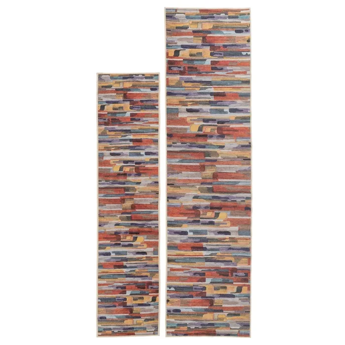 Washable Vibrant Abstract Runner – Blur