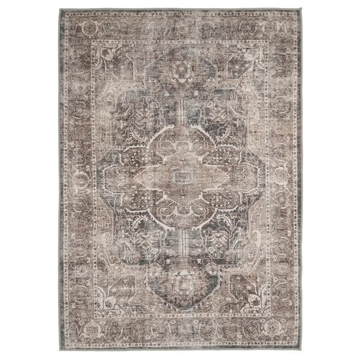 Washable Vintage Brown Beige Rug – Lois