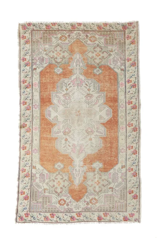‘Whimsical’ Vintage Turkish Oushak Rug – 4’8″ x 7’8″
