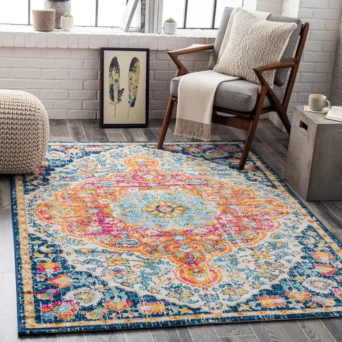 WREN Vintage Traditional Oriental Boho Bright Orange Rug