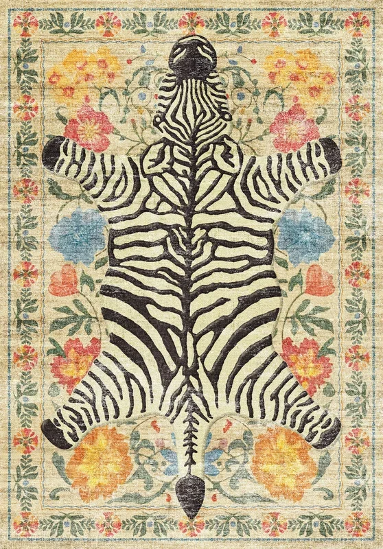 Yara Botanical Zebra Print Rug